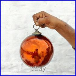 Vintage German Kugel 6.25 Orange Round Glass Christmas Ornament Decorative 618