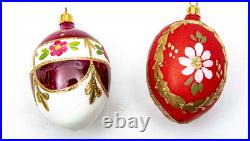 Vintage Germany 6 Oberfrankische Glas Glass Ornaments Eggs