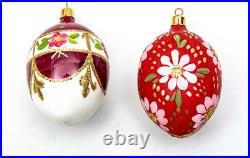 Vintage Germany 6 Oberfrankische Glas Glass Ornaments Eggs