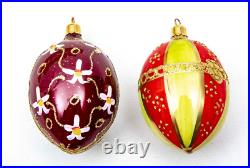 Vintage Germany 6 Oberfrankische Glas Glass Ornaments Eggs