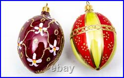 Vintage Germany 6 Oberfrankische Glas Glass Ornaments Eggs