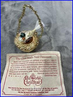 Vintage Germany Glass Bird Nest Christmas Ornament