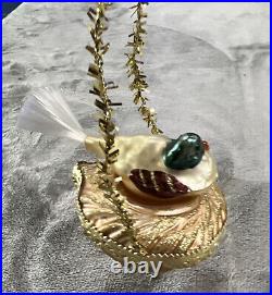 Vintage Germany Glass Bird Nest Christmas Ornament