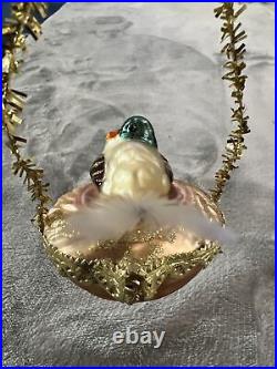 Vintage Germany Glass Bird Nest Christmas Ornament