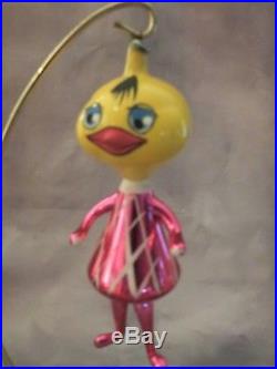 Vintage Girl Duck Mercury Blown Glass Italian Christmas Ornament Great Color