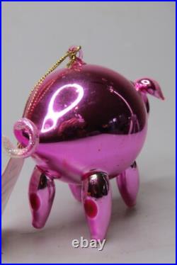Vintage Glass Annealed WHIMSICAL PIGGY PIG Christmas Ornament De Carlini Italy Vintage Glass Annealed WHIMSICAL PIGGY PIG Christmas Ornament De Carlini Italy