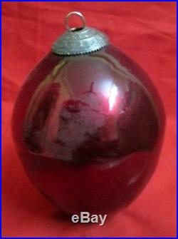 Vintage Glass Beautiful Design Maroon Color 6'' Big Kugel Christmas Ornament