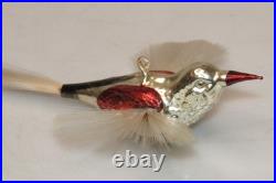 Vintage Glass Bumpy HUMMINGBIRD Spun Tail Red Wings Christmas Ornament Germany