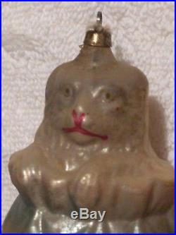 Vintage Glass Cat or Dog in Bag Christmas Ornament