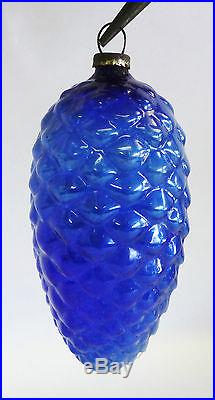 Vintage Glass Christmas Ornament Cobalt Blue Grapes Small Japan Rare