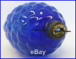 Vintage Glass Christmas Ornament Cobalt Blue Grapes Small Japan Rare