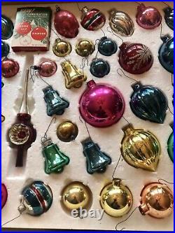 Vintage Glass Christmas Ornament Set with Box 65 Pieces