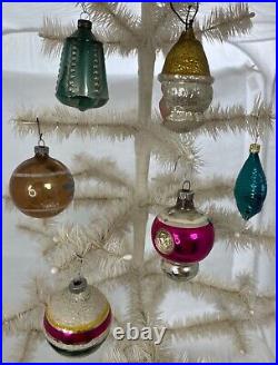 Vintage Glass Christmas Ornaments 3 Large Shapes Mica Tinsel USA, Germany withbox