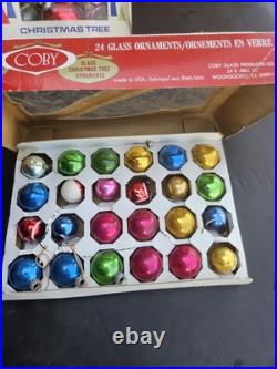 Vintage Glass Christmas Ornaments Lot Shiny Brite Santa Land Coby Woolworth