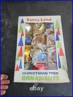 Vintage Glass Christmas Ornaments Lot Shiny Brite Santa Land Coby Woolworth