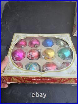 Vintage Glass Christmas Ornaments Lot Shiny Brite Santa Land Coby Woolworth