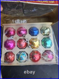 Vintage Glass Christmas Ornaments Lot Shiny Brite Santa Land Coby Woolworth