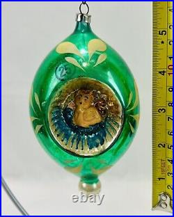 Vintage Glass Embossed Angel 2 Side Indent Teardrop Christmas Ornament Germany