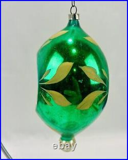 Vintage Glass Embossed Angel 2 Side Indent Teardrop Christmas Ornament Germany