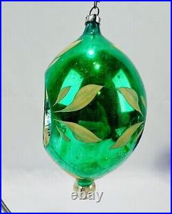 Vintage Glass Embossed Angel 2 Side Indent Teardrop Christmas Ornament Germany