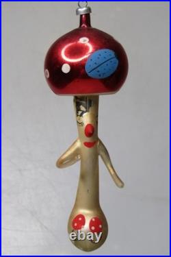 Vintage Glass Funny MUSHROOM w Hands Large Christmas Ornament De Carlini Italy Vintage Glass Funny MUSHROOM w Hands Large Christmas Ornament De Carlini Italy