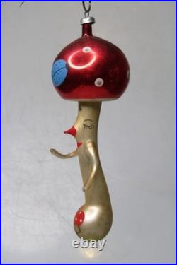 Vintage Glass Funny MUSHROOM w Hands Large Christmas Ornament De Carlini Italy Vintage Glass Funny MUSHROOM w Hands Large Christmas Ornament De Carlini Italy