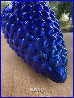 Vintage Glass Kugel Christmas Ornament Grapes 10.5 Large Rare Cobalt Blue