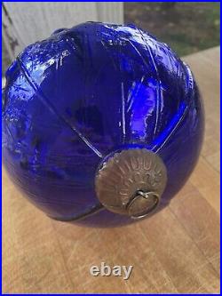 Vintage Glass Kugel Christmas Ornament Grapes 10.5 Large Rare Cobalt Blue