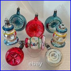 Vintage Glass Premier Christmas Ornaments Double Reflectors Set of 8