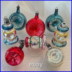 Vintage Glass Premier Christmas Ornaments Double Reflectors Set of 8