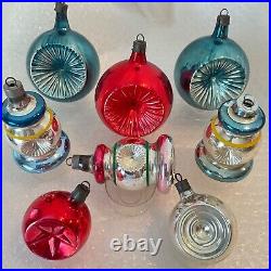 Vintage Glass Premier Christmas Ornaments Double Reflectors Set of 8