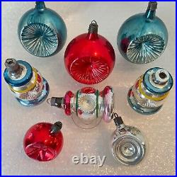 Vintage Glass Premier Christmas Ornaments Double Reflectors Set of 8