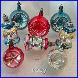 Vintage Glass Premier Christmas Ornaments Double Reflectors Set of 8