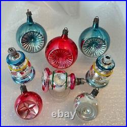 Vintage Glass Premier Christmas Ornaments Double Reflectors Set of 8