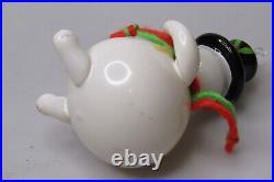 Vintage Glass SNOWMAN in HAT w CANDY CANE Christmas Ornament De Carlini Italy