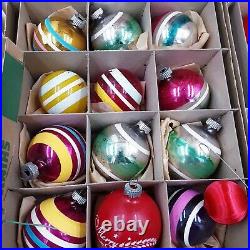 Vintage Glass Shiny Brite Christmas Ornaments NOS Tinsel Tree String lights
