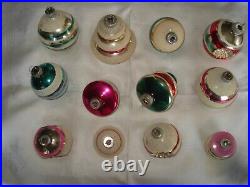 Vintage Glass Shiny Brite Christmas Ornaments Tornado Ufo Barrel Indent Mica Set