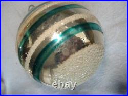 Vintage Glass Shiny Brite Christmas Ornaments Tornado Ufo Barrel Indent Mica Set
