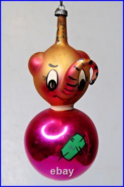 Vintage Glass Whimsical BABY ELEPHANT Christmas Ornament De Carlini Italy Vintage Glass Whimsical BABY ELEPHANT Christmas Ornament De Carlini Italy