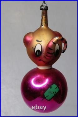 Vintage Glass Whimsical BABY ELEPHANT Christmas Ornament De Carlini Italy Vintage Glass Whimsical BABY ELEPHANT Christmas Ornament De Carlini Italy