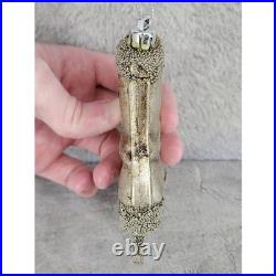 Vintage Gold Ice Skate Christmas Ornament Blown Glass Beaded Blade