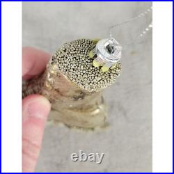 Vintage Gold Ice Skate Christmas Ornament Blown Glass Beaded Blade