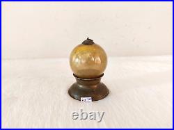 Vintage Golden Glass 3 Heavy German Kugel Christmas Ornament Brass Cap KU70