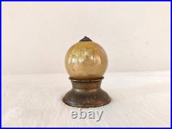 Vintage Golden Glass 3 Heavy German Kugel Christmas Ornament Brass Cap KU70