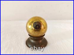 Vintage Golden Glass 3 Heavy German Kugel Christmas Ornament Brass Cap KU70