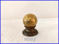 Vintage Golden Glass 3 Heavy German Kugel Christmas Ornament Brass Cap KU70