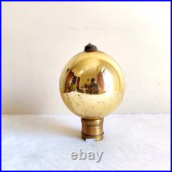 Vintage Golden Glass 6.5 German Kugel Christmas Ornament Decorative Props KU36