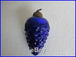 Vintage Grape Cluster Cobalt Blue Heavy Glass Kugel Christmas Ornament