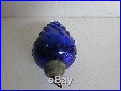 Vintage Grape Cluster Cobalt Blue Heavy Glass Kugel Christmas Ornament