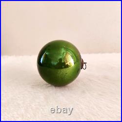 Vintage Green Glass 4.25 German Kugel Christmas Ornament Decorative Props KU100